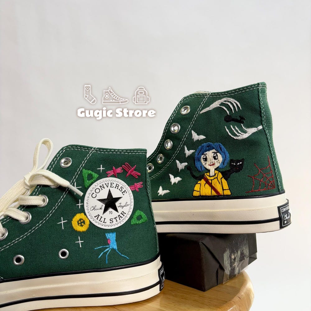 Halloween Embroidered Converse, The Beldam Hand Embroidery Sneakers