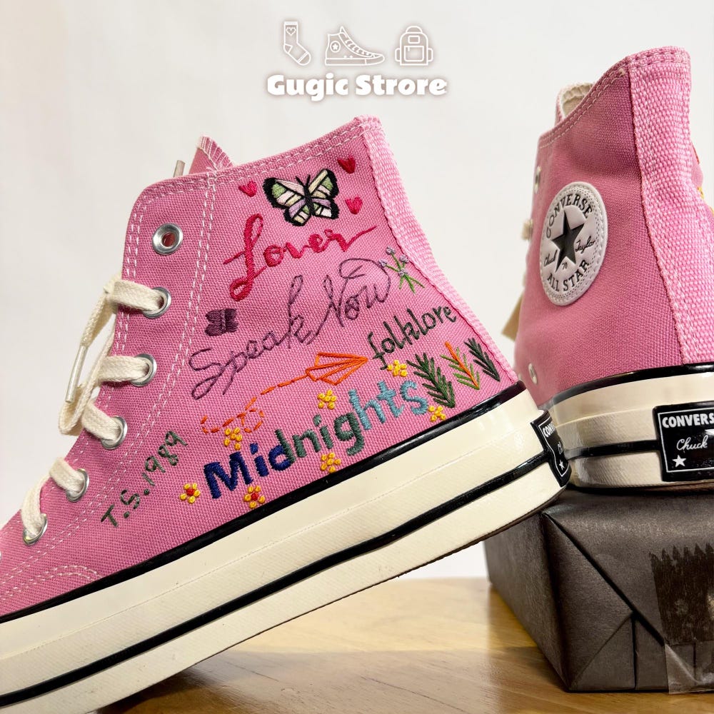 Pop Music Singer Embroidered Converse,Swiftie Hand Embroidery Sneakers